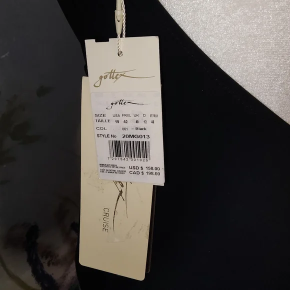 Gottex One Piece Halter with Velvet and Pleated Panel Detail - Picture 5 of 5